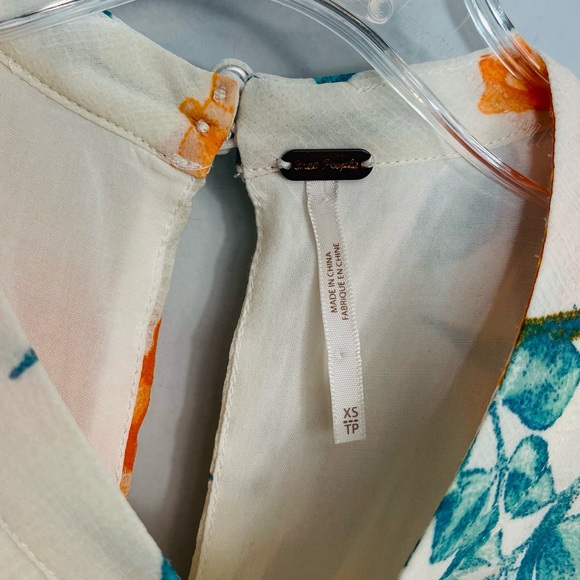 Free People Samantha Lace Up Mini Dress Light Combo XS Floral Chiffon Lace Up - Picture 6 of 16